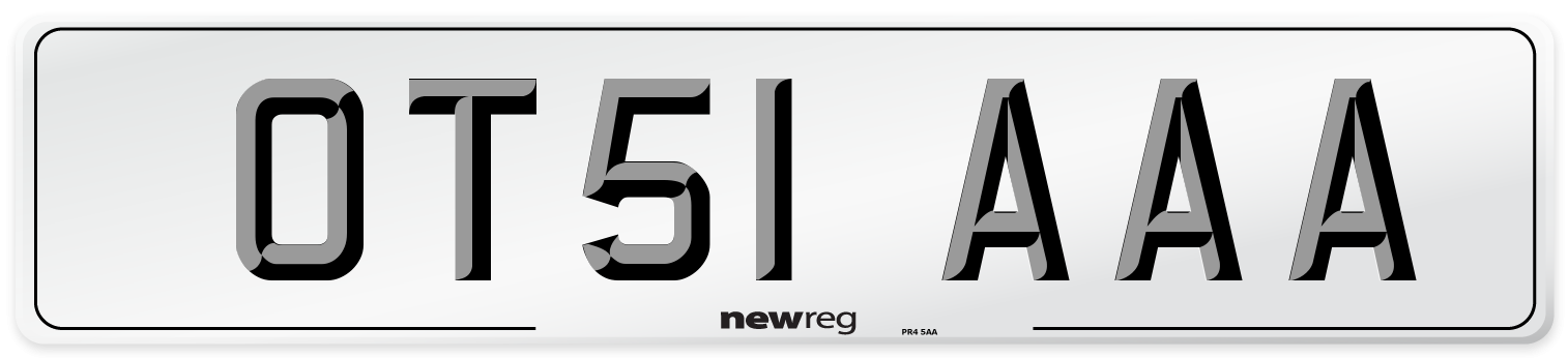 OT51 AAA Number Plate from New Reg
